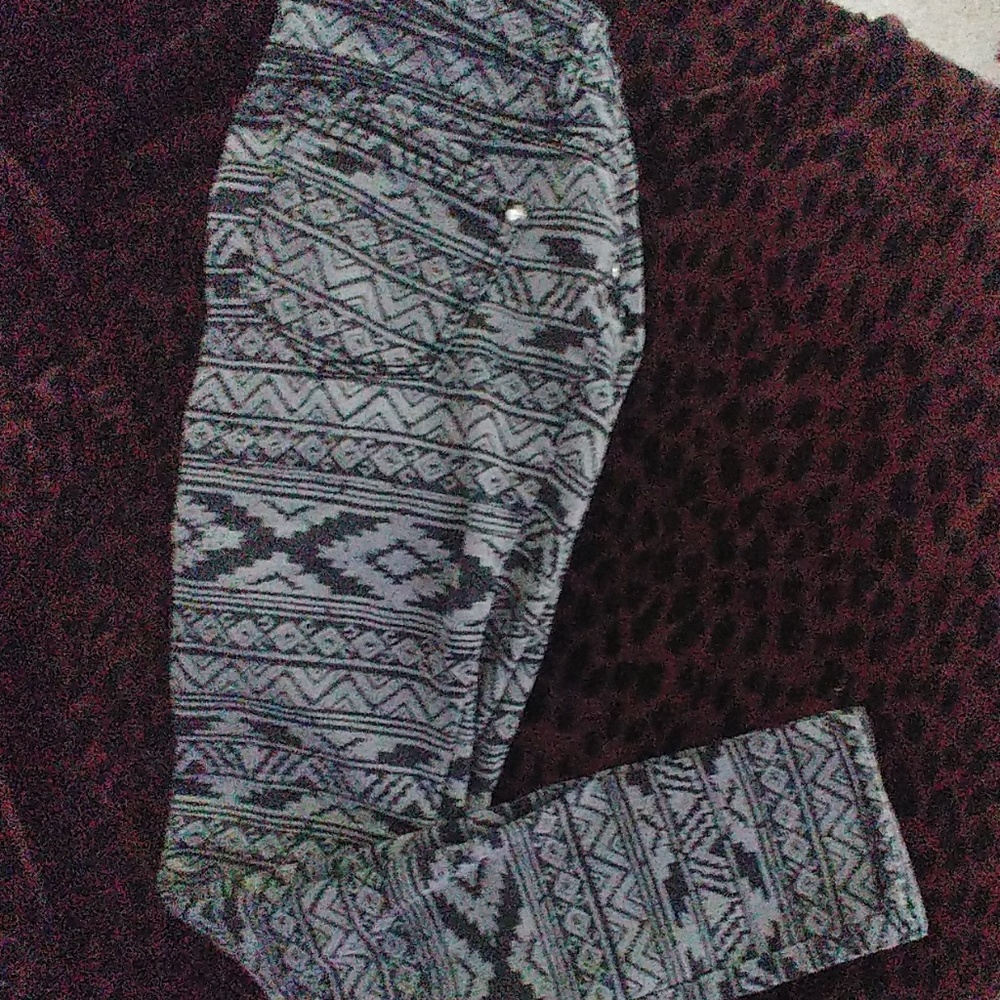 Tribal print straight leg jeans